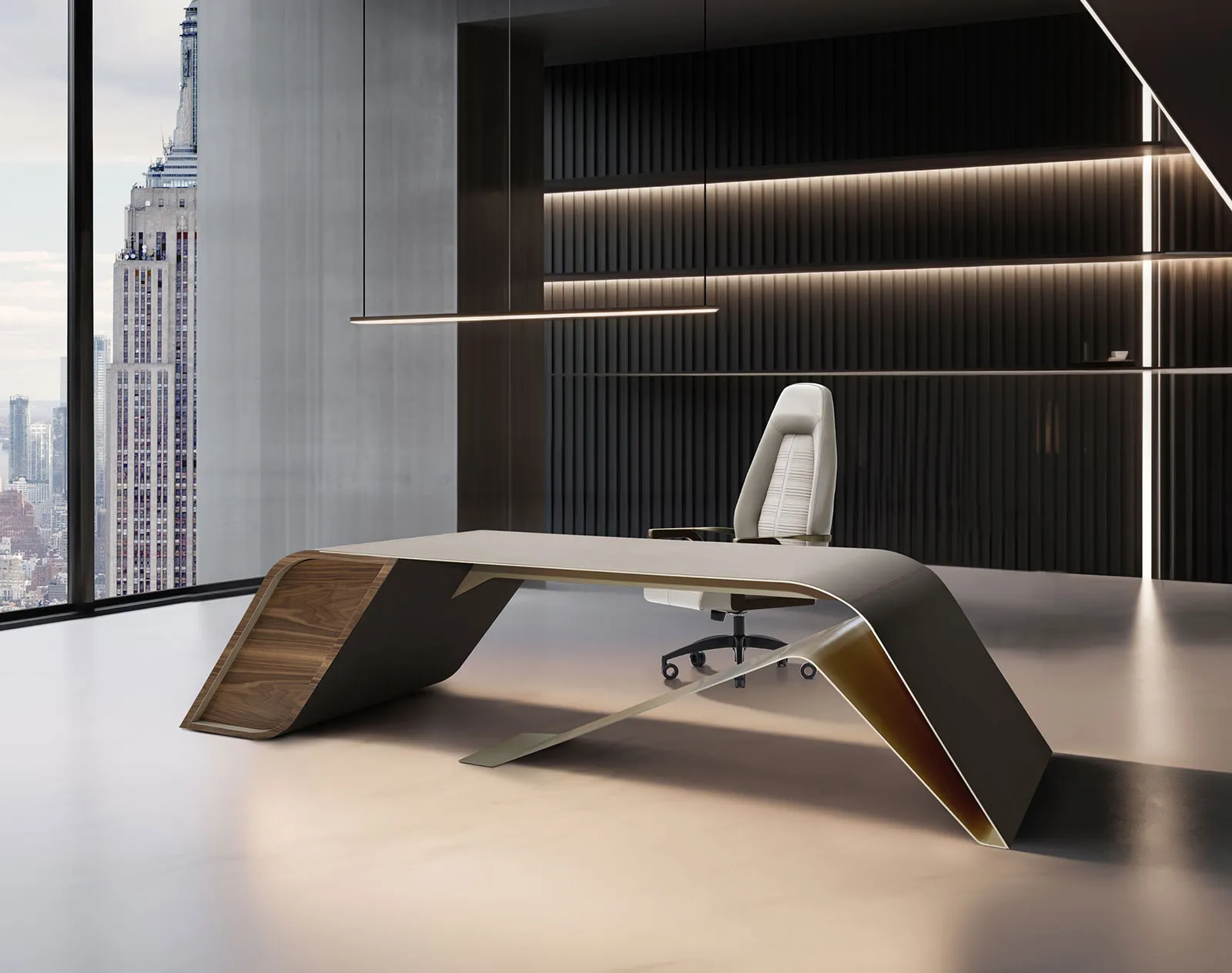 Walnut and Gold Desk by Formitalia Home Office