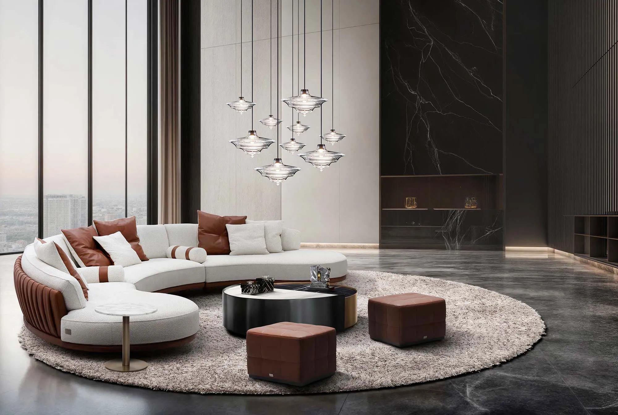 WE-036 Curved Leather Sofa by Wayne Enterprises Home Collection