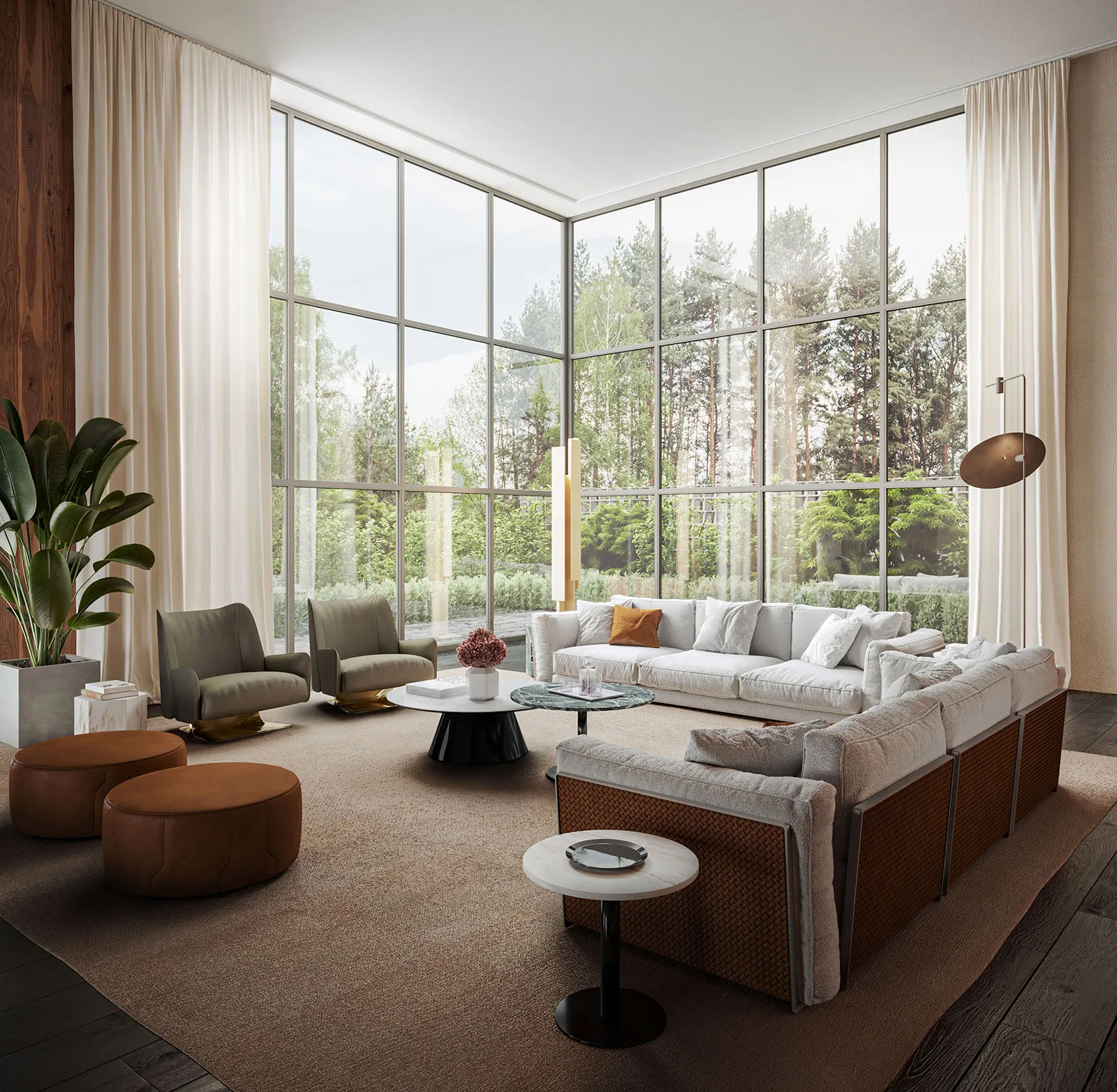 Framed 4-Seater Fabric Sofa